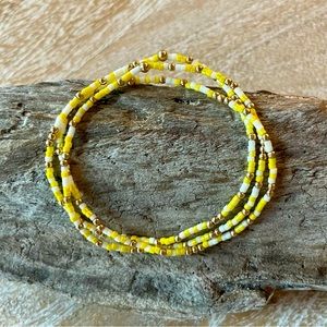 Miyuki delicas seed bead bracelet set yellow + cream + 14k gold filled 2mm beads